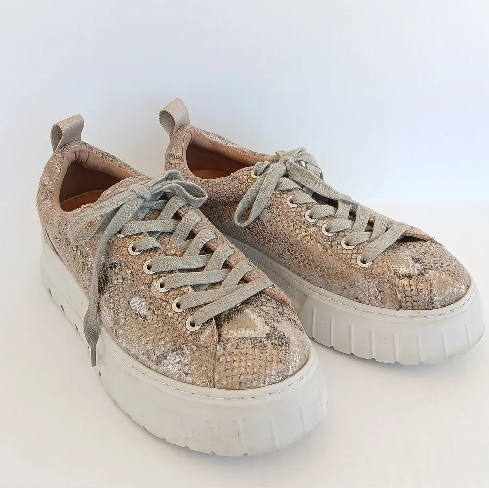 J Slides Roger Platform Leather Embossed Sneakers